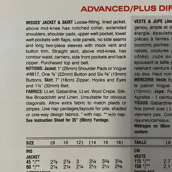 Vintage Jacket and Skirt Sewing Pattern: DKNY, Vogue Patterns - Picture 4 of 5